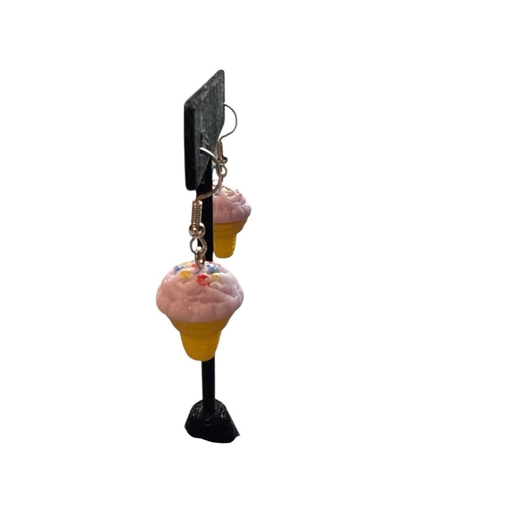 3 For $20 3D Pink and Yellow Ice Cream Cone Dangle Earrings “You Pick 3” - Picture 4 of 7